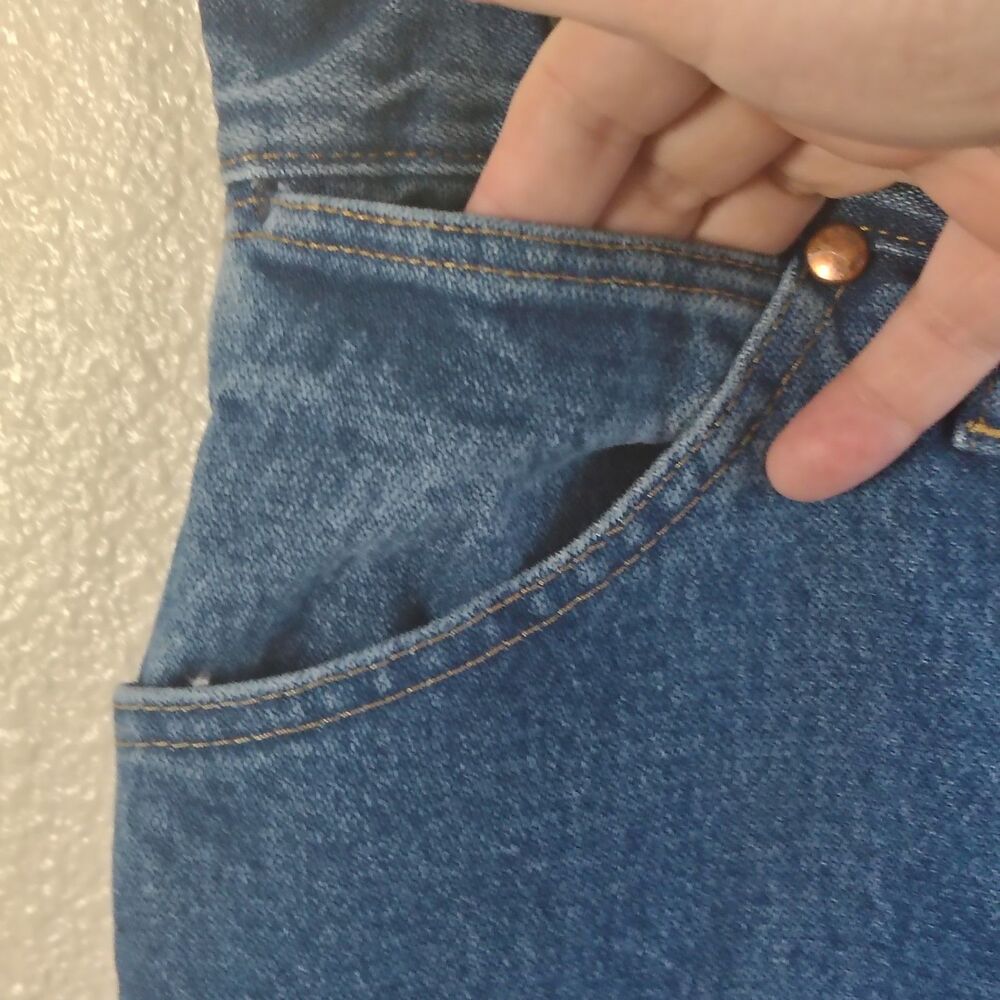 Vintage Wrangler 13MWZ Cowboy Cut Jeans Mens 38x34 Dark Wash Western Straight Le - Picture 4 of 8